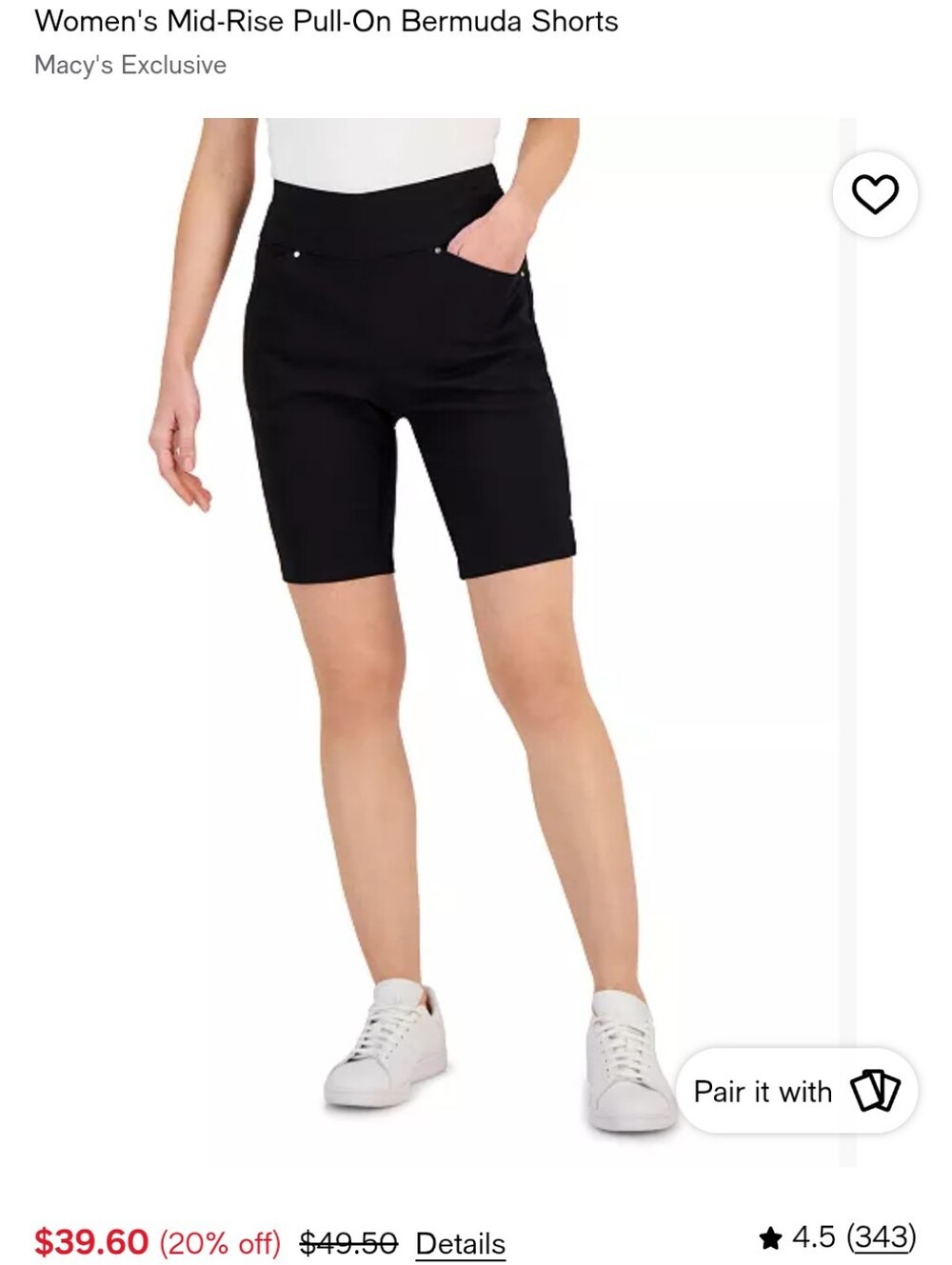 INC International Concepts Black Pull-On Bermuda Shorts